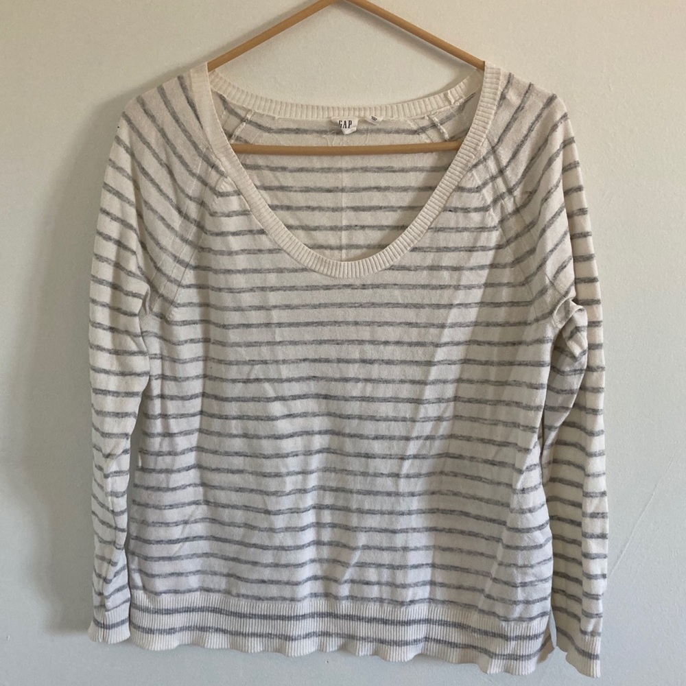 gap lightweight striped wide neck sweater
